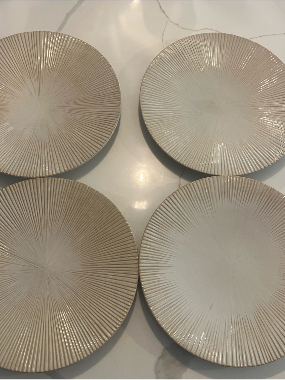 Vintage 1970s 4pc set Colin Cowie Lotus Leaf dinner plates for the JC Penney